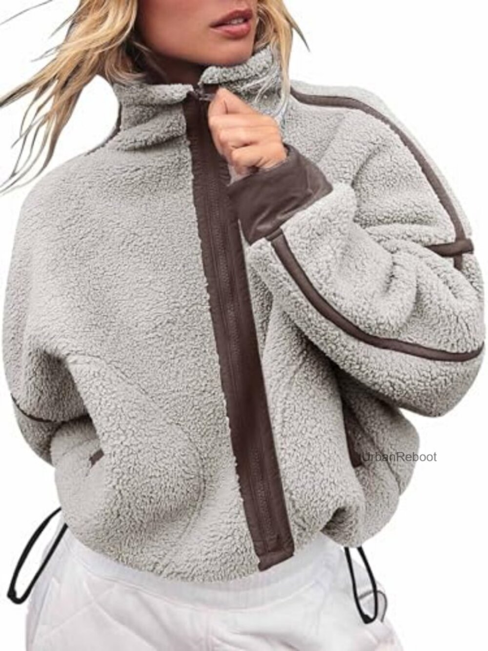 Sherpa Fleece Zip Up Jacket Oversized Teddy Coat